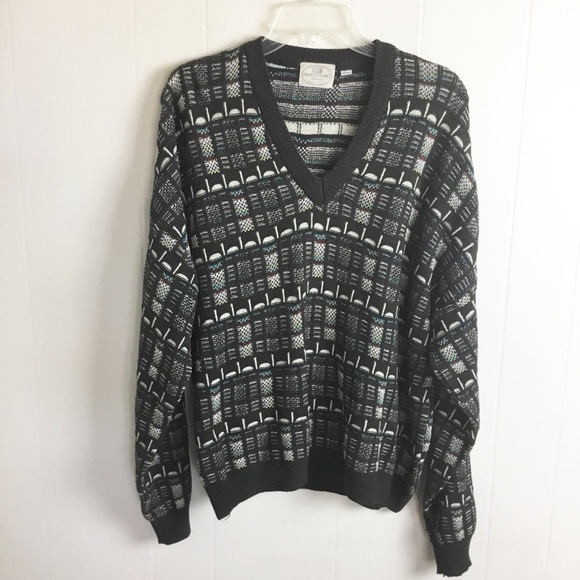 Pronto Uomo Mens Pullover Sweater Multicolor Abstract Merino Italy M - Picture 1 of 6